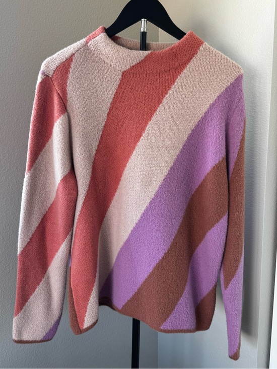 Tribal Jeans Sweaters - Striped Crewneck Sweater in Pink, Lavender & Rust
